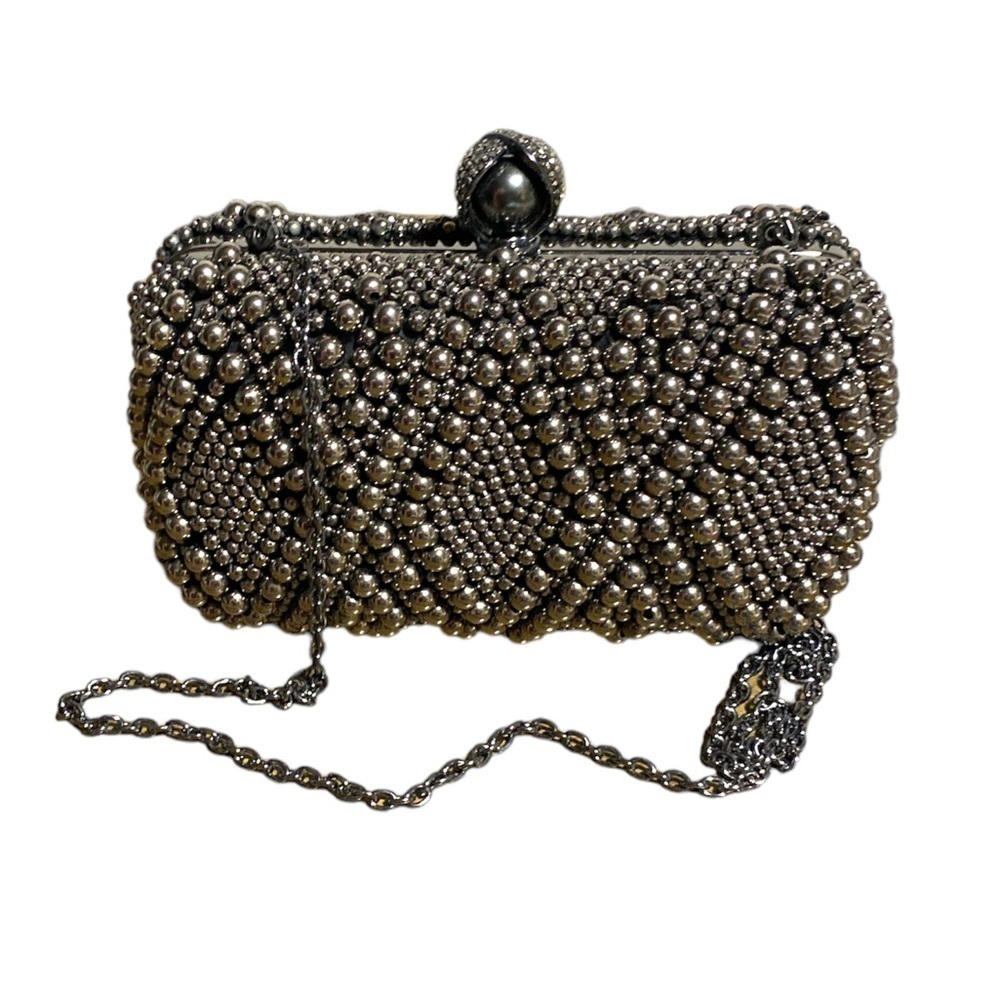 Black Pearl Beaded Box Shoulder Bag Purse Cocktail Party Special Occasion